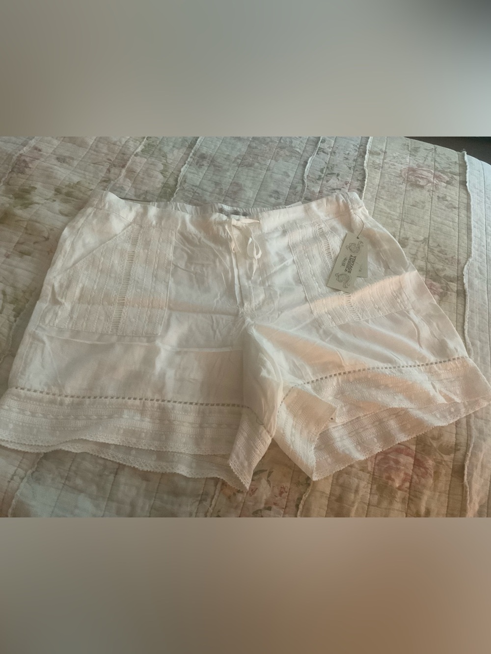 NWT Vintage America Sz 14 "Dolly" Drawstring Viscose Shorts in Jet Stream